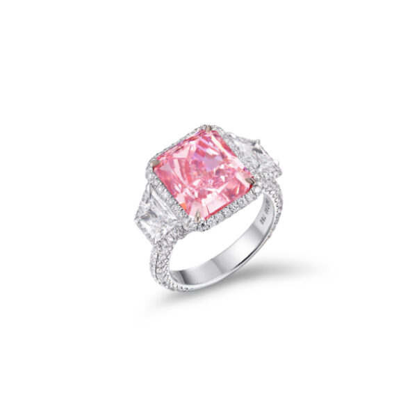 Radiant Cut Pink Diamond Ring V1