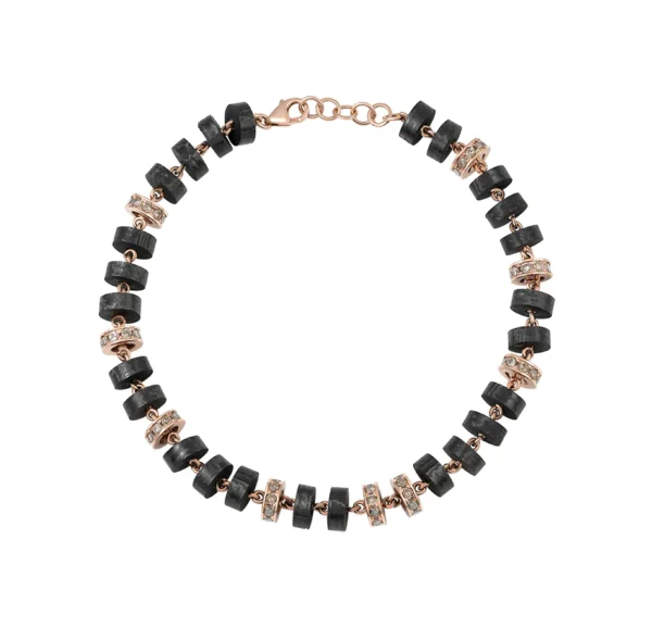 Limited Edition Bracelet — Brown Diamonds in 24K Rose Gold & Black TPTc