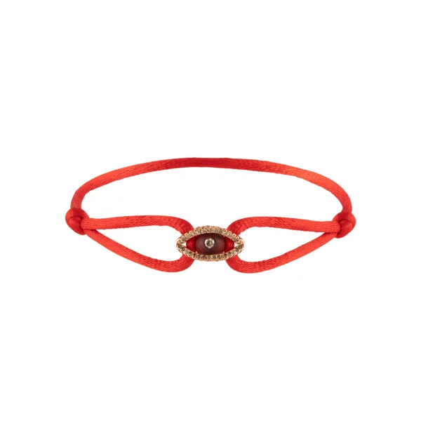 New Skeleton Evil Eye Bracelet — Red TPT, Brown Diamonds in 24K Rose Gold
