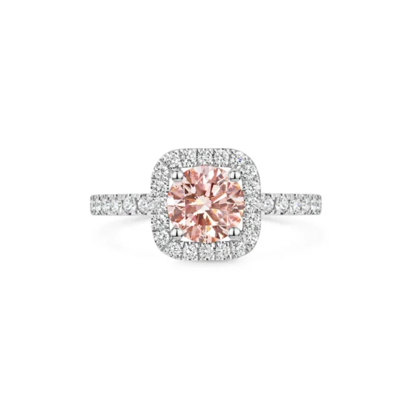 Rosalia Fancy Pink Diamond Halo Ring in 24K Gold