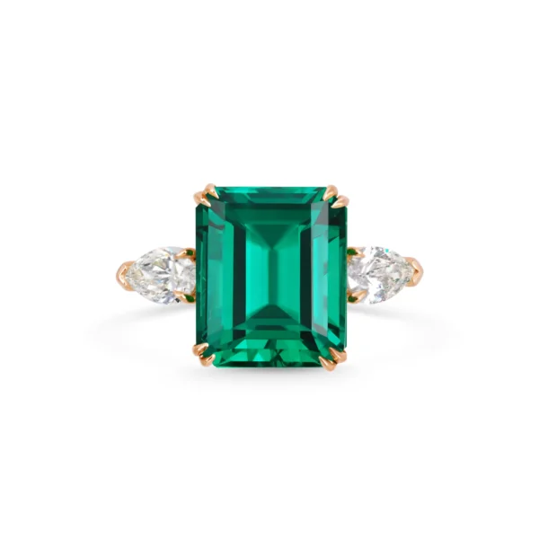 The Empress Verde Pear Side Emerald Ring