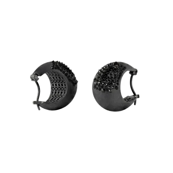 Pumped Earrings — Silver & Black Diamonds