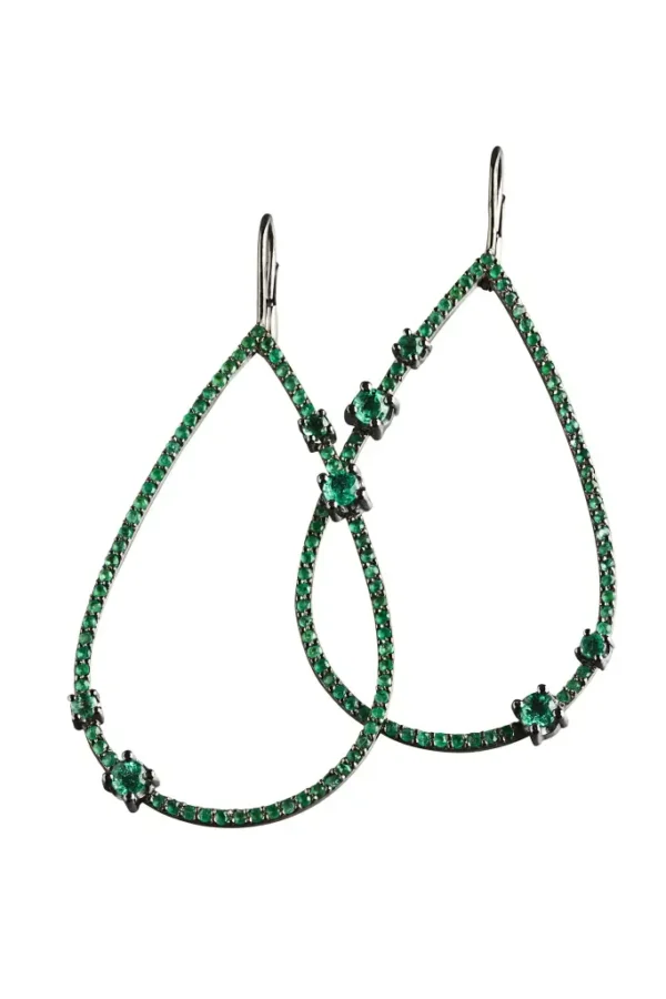 Haute Pear Earrings — Emerald Bezel Set in Black Gold