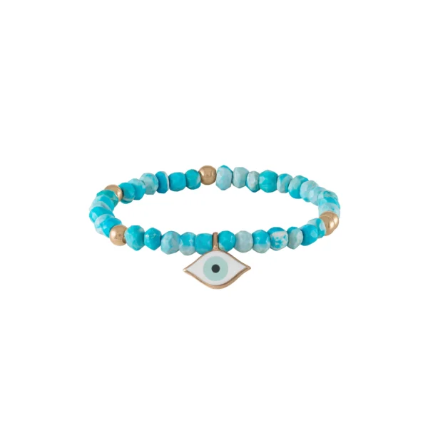 Baby Evil Eye Bracelet — 24K Rose Gold & White Enamel
