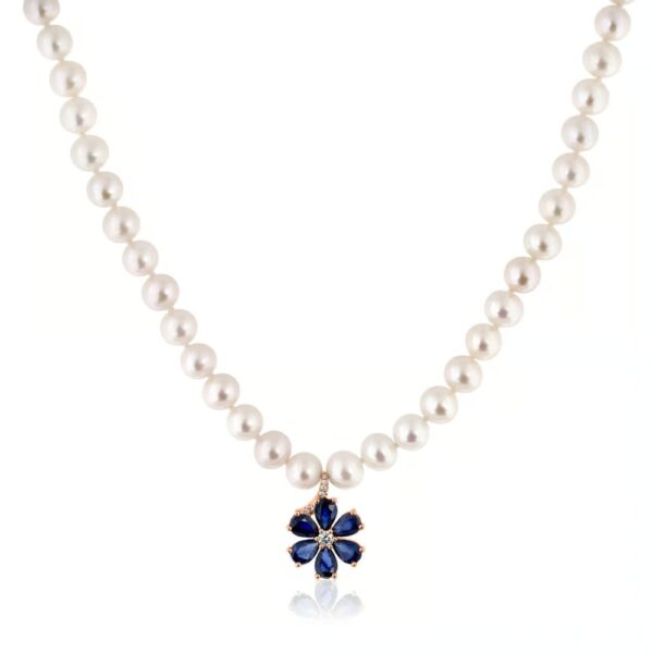 flower and pearl necklace