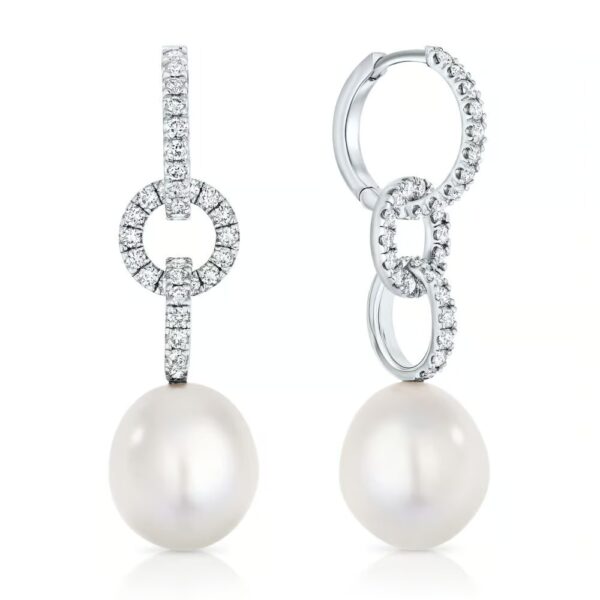 large pearls and diamond earrings